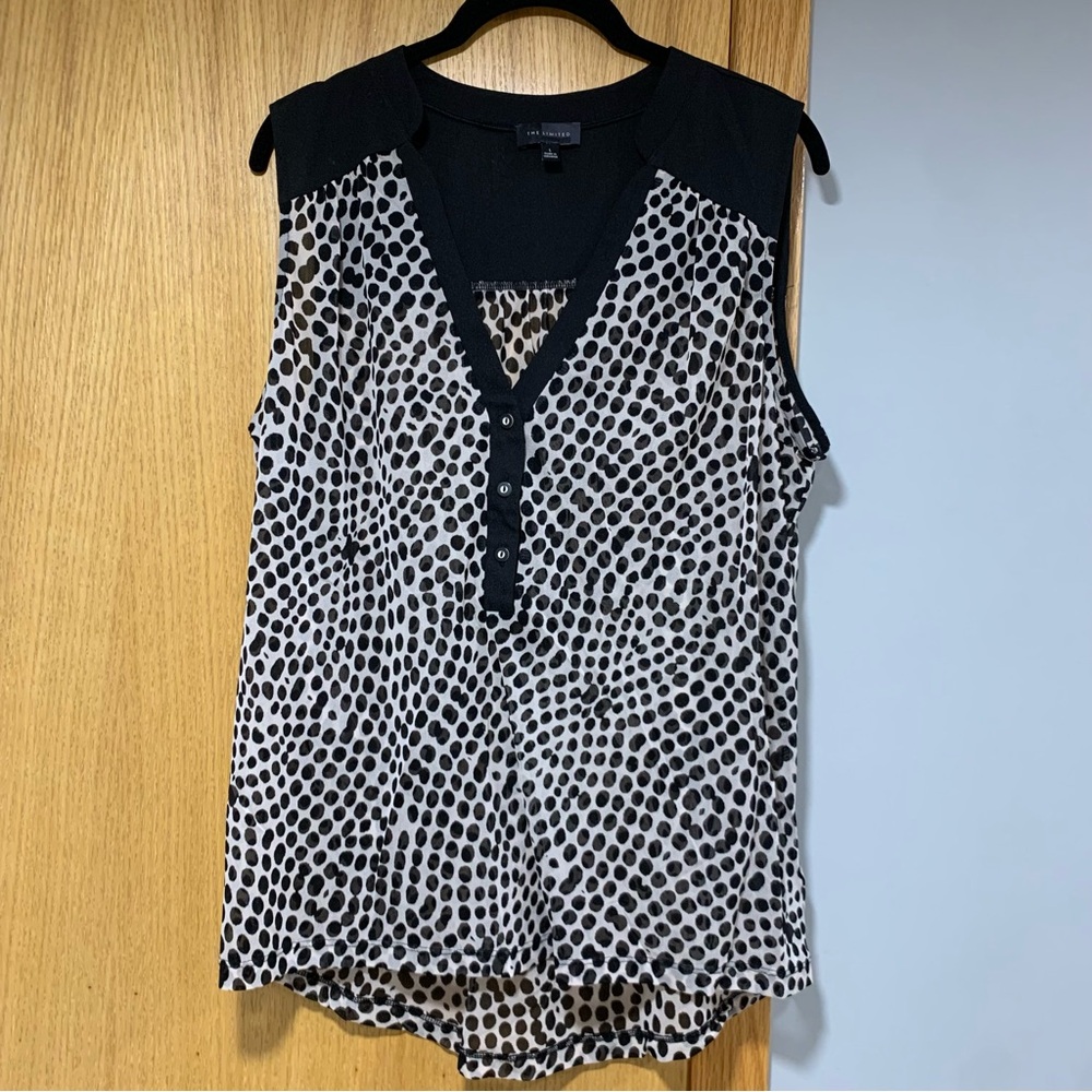 The Limited Sheer Sleeveless Black and Cream Top - Size Large